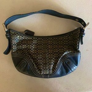 Coach Black Canvas Leather Trim Handbag